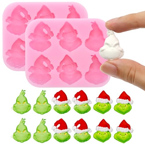 XMAS2 2 Pcs 3D Skull Christmas Chocolate Molds – Pink Silicone Candy & Cake Mold
