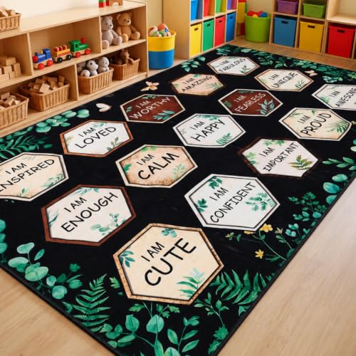 7.5x5 ft Eucalyptus Classroom Rug - Non-Slip Educational Area Mat for Kids