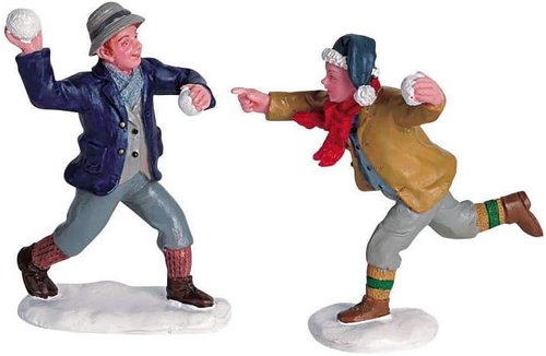 Lemax Christmas Village Snowball Fun Set | Festive Holiday Decor - Set of 2