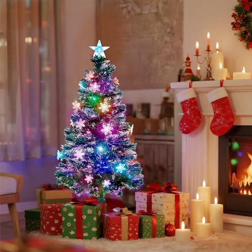 3ft Pre-Lit Fiber Optic Christmas Tree with Multi-Color LED Lights & Star