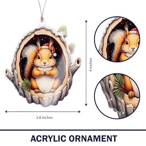 Woodland Squirrel Christmas Ornament - Handmade Holiday Tree Decor - RUSATEN