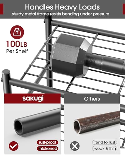 5-Tier Heavy-Duty Storage Shelf Organizer with Hooks and Leveling Feet