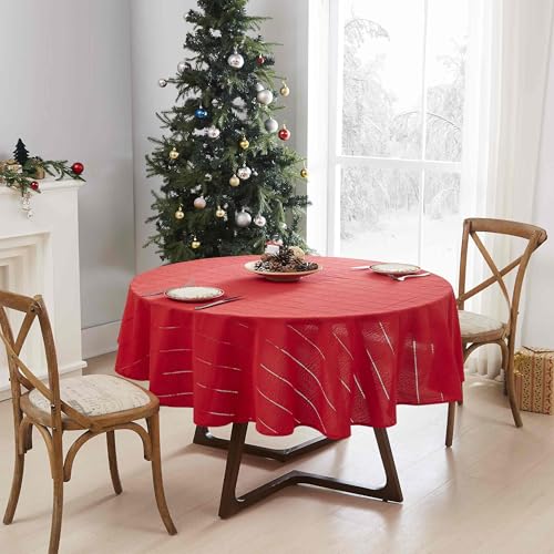 IZOD Red 70" Round Tablecloth - 55% Cotton / 45% Polyester, Easy Care