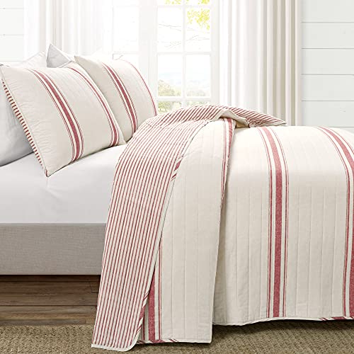 Farmhouse Stripe Reversible Cotton Quilt Set - California King
