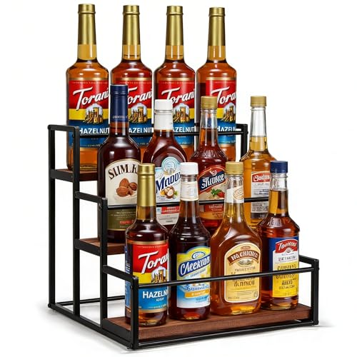 3-Tier Coffee Syrup Organizer Rack for 12 Bottles - Countertop Stand