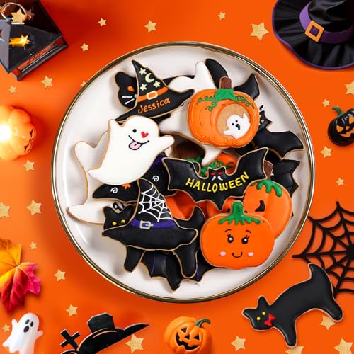 KULENAND Halloween Cookie Cutters Set 15 Pcs - Pumpkin Ghost Bat Cat Witch's Hat