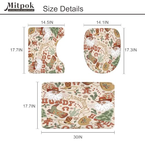 Mitpok Christmas 01 Shower Curtain & Rug Set 72x72 Inches Merry Xmas Western Cowboy Bathroom Decor