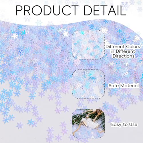 Iridescent Snowflake Confetti 2000pcs 50g Glitter Table Scatter for Christmas Decor