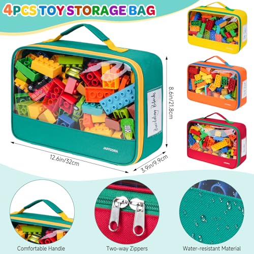 4 Pack Large Toy Storage Bags, Transparent Organizer for Building Blocks