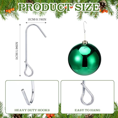 Heavy Duty Christmas Ornament Hooks - Metal J Hangers for Tree Decor