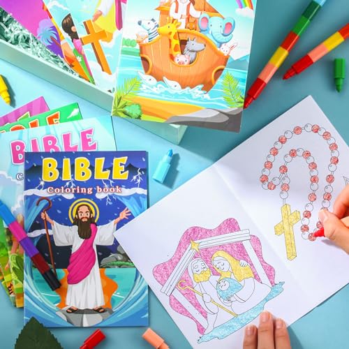 Christian Coloring Books for Kids - 24 Pack Religious Mini Activity Books for Party Favors
