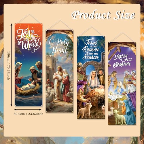 AIBIIN Christmas Church Banners Set - Nativity Scene Religious Decorations for Holiday Celebrations