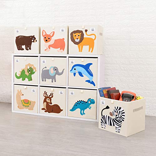 13-Inch Animal Cube Storage Bin - Foldable Fabric Toy Organizer Basket