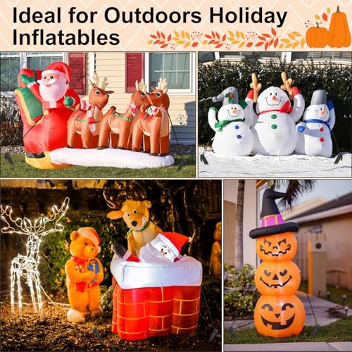 Fabulas 12-Piece Inflatable Stakes Set 8.5 in Heavy-Duty Plastic with Ropes & Hooks for Outdoor Holiday Decor