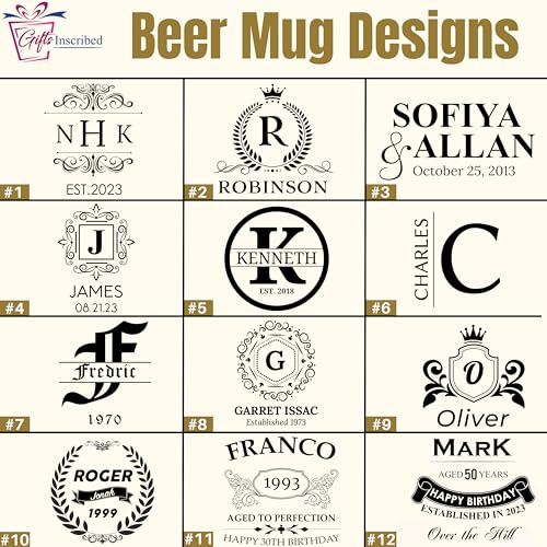 Personalized 16 oz Beer Mug - Custom Engraved Glass for Men