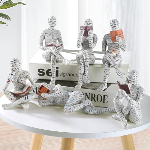 Abstract Reading Woman Thinker Statue Resin Sculpture for Home Decor