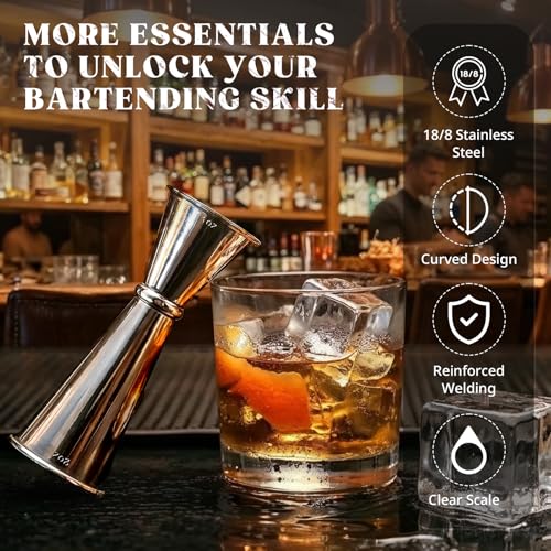 KITESSENSU 2 oz & 1 oz Jigger for Bartending with Interior Measurements