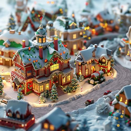 4 Pcs Miniature Christmas Village Street Road Mat, Cuttable Brick Path Roll