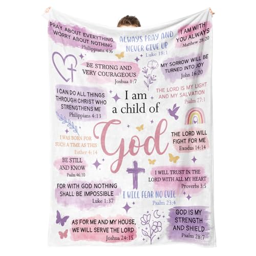Christian Throw Blanket with Bible Verses, Religious Gift for Women & Girls