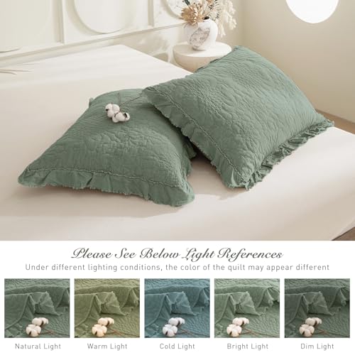 Sanracie Oversized King Bedspread Set 128"x120" - Cotton Stonewashed Quilt