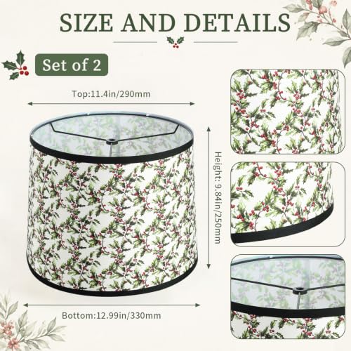 Baquler Mistletoe Christmas Lamp Shades Set 9.84"w x 12.99"h (2 Pack) – Upward Lighting, Mistletoe Pattern