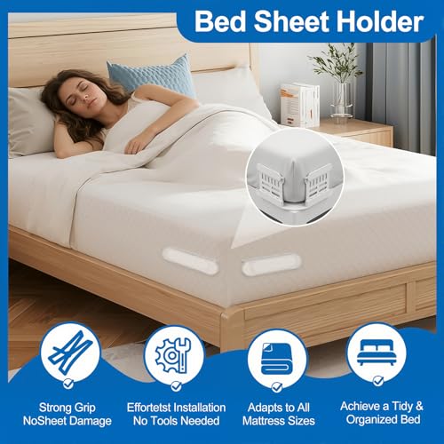 Heavy Duty Bed Sheet Holders - 4 Pack Non-Slip Fitted Sheet Clips