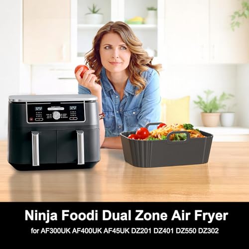 Reusable Silicone Air Fryer Liners - 2 Pack for 8-10QT Dual Basket Fryers