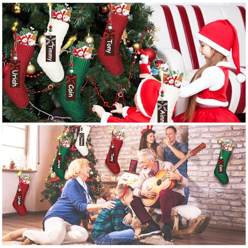 18 Pack Christmas Stockings with Lights – 18'' Cable Knit Stockings