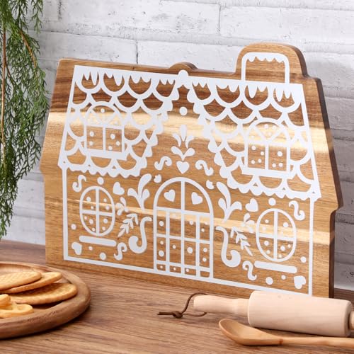 BrightRow Christmas Gingerbread House Cutting Board - Acacia Wood, 16x12.75 inches