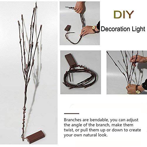 2-Pack Battery-Operated LED Willow Branch Lights, 30" Warm White Twigs