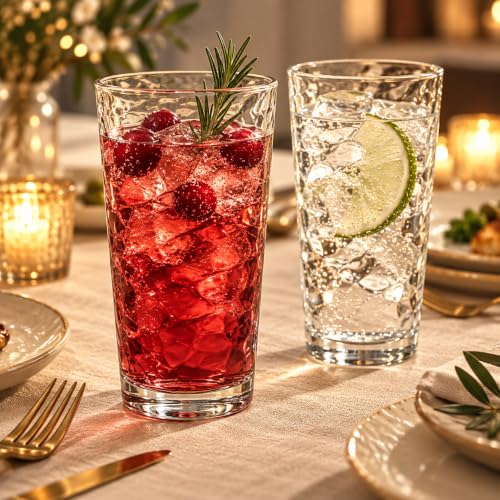 Glaver's 17 Oz Highball Glasses Set of 10 - Durable Tempered, Dishwasher Safe, Lead & BPA Free Drinkware