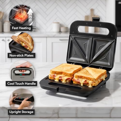 750W Electric Sandwich Maker with Non-Stick Plates & Cool-Touch Handle