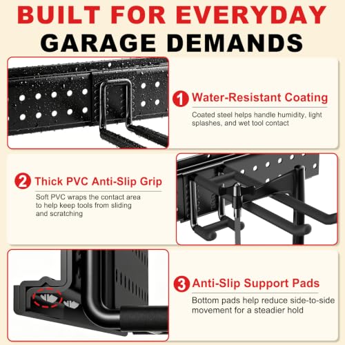 Garage Tool Organizer Wall Mount 49.5 Inch with 10 Heavy-Duty Hooks