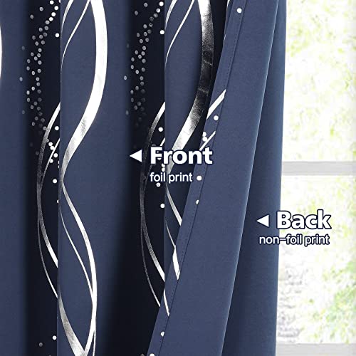 Navy Blue Blackout Curtains Set, 84-Inch Length, Energy Efficient