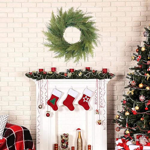 20-Inch Faux Norfolk Pine Christmas Wreath for Front Door and Holiday Decor