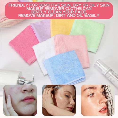 Newwiee 40 Pcs Multicolor Cotton Face Wash Cloths 10x10 Inch - Soft Reusable Facial Towels