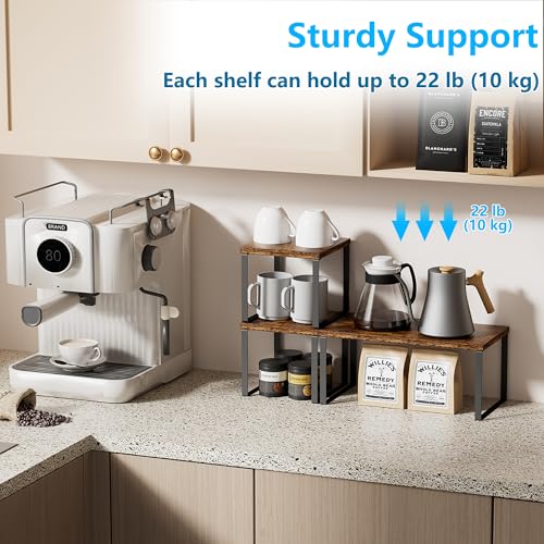 2-Tier Adjustable Countertop Shelf, Kitchen and Bathroom Corner Organizer