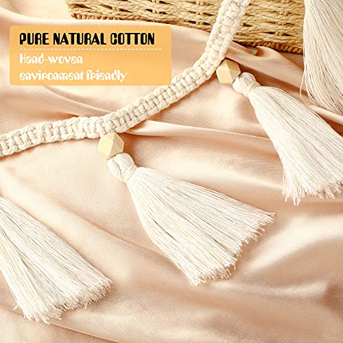 4-Piece Boho Macrame Tassel Garland, 47-Inch Cotton Fringe Wall Hanging