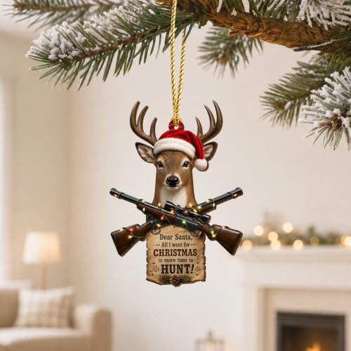Deer Hunting Wooden Christmas Ornament 2026 - Double-Sided Holiday Decor