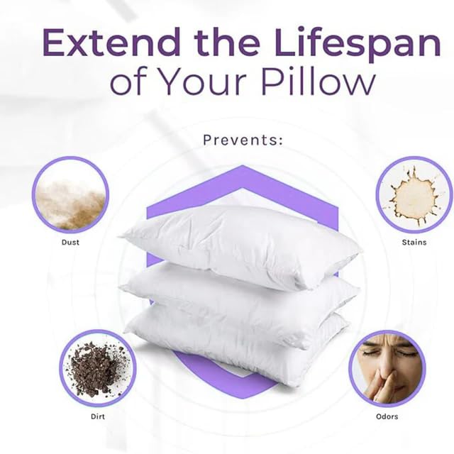 Waterproof Pillow Protectors Queen 20x30 - Zippered Allergen Encasement (Set of 2)