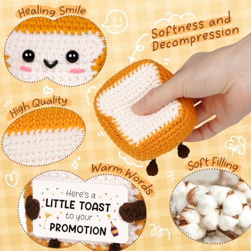 Handmade Crochet Toast Promotion Gift - Cute Desk Decor for New Job