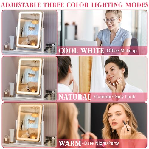 ROLOVE Vanity Mirror with Lights, 12.6"x15" LED Makeup Smart Touch