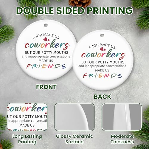 Ceramic Christmas Ornament for Coworkers, Funny Office Holiday Gift
