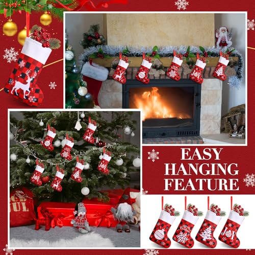 Glimin 150 Pairs Mini Buffalo Plaid Christmas Stockings 7" – Cute Style (Bulk)