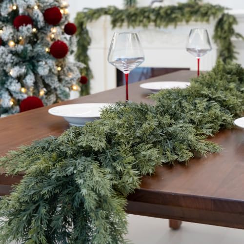 Senjie 6FT Real Touch Cedar Garland - Lush Christmas Decor, 6FT