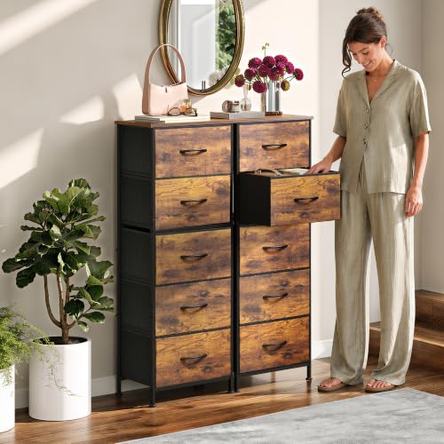 5-Drawer Tall Fabric Dresser, Slim Storage Tower Chest for Small Spaces