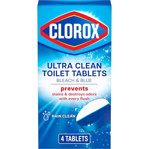 Automatic Toilet Bowl Cleaner Tablets - Bleach & Blue, Rain Clean Scent - 4 Pack