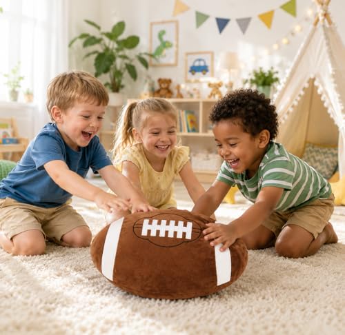 18-Inch Soft Football Plush Pillow, Stuffed Sports Ball Toy Decor