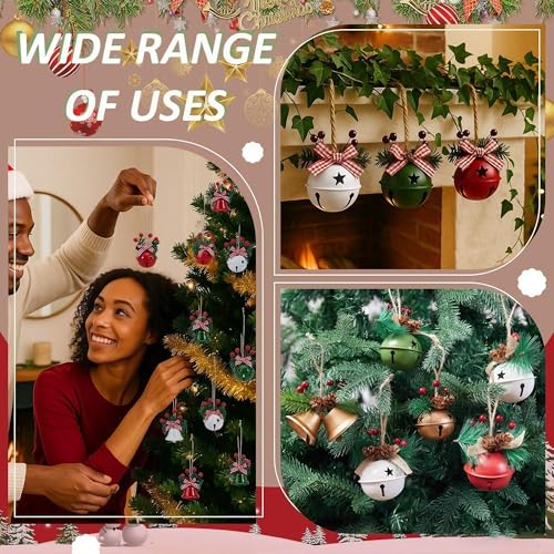 2.2-Inch Decorative Metal Jingle Bells for Christmas Ornaments, Set of 6