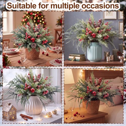 18Pcs Christmas Cedar Norfolk Snow Pine Branch Stem Outdoor Decor - Cedar Branch